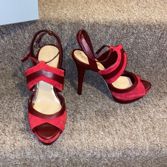 ♥️❤️♥️EUC Jessica Simpson Genuine Leather Red Platform Pumps - Picture 13 of 14